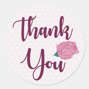 Paarse Dank Je Roze Roos Lavendel Bloemen Hartjes Ronde Sticker
