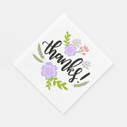 Paarse Dank u Bloem Bladeren Waterverf bruiloft Servet (Hoek)