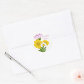 Paarse dank u gele zonnebloem Daisy Flowers Ronde Sticker (Envelop)