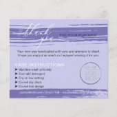 Paarse dank u wassen tips zorginstructie flyer (Voorkant)