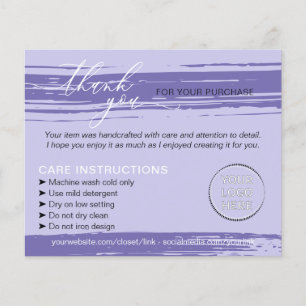 Paarse dank u wassen tips zorginstructie flyer