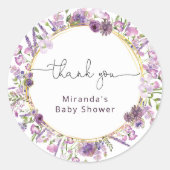 Paarse dank voor de klassieke ronde sticker (Voorkant)