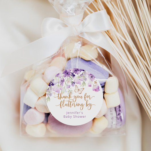 Paarse dank voor de vlotterij door ronde sticker