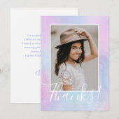 Paarse Dankkaart met Pastel Waterverf Foto Bedankkaart (Voorkant / Achterkant)