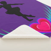 Paarse dansdeken met ballerina en roze hart sherpa deken (3/4)