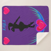 Paarse dansdeken met ballerina en roze hart sherpa deken (Voorkant (horizontaal))