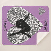 Paarse dansdeken met sprankelend zilveren hart. sherpa deken (Voorkant (horizontaal))