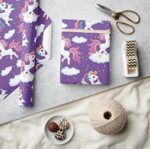 Paarse Dansende Eenhoorns Cadeaupapier
