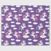 Paarse dansende eenhoorns cadeaupapier (Vlak)
