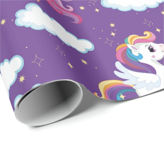 Paarse dansende eenhoorns cadeaupapier (Rol Hoek)