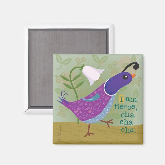 Paarse Dansende Kwartel met Lily Magnet (Voorkant / Achterkant)