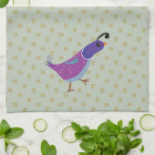 Paarse dansende Quail Kitchen Dish Towel Theedoek (Gevouwen)