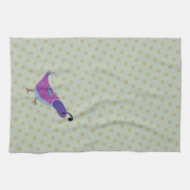 Paarse dansende Quail Kitchen Dish Towel Theedoek