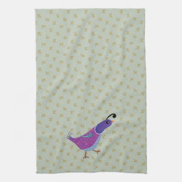 Paarse dansende Quail Kitchen Dish Towel Theedoek