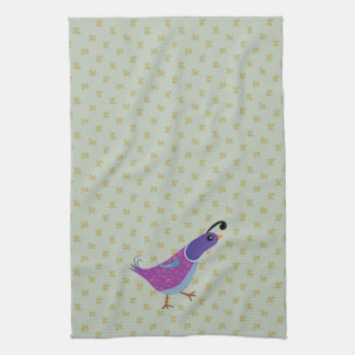 Paarse dansende Quail Kitchen Dish Towel Theedoek