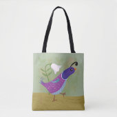 Paarse Dansende Quail met Lily Tote Bag (Voorkant)