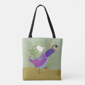 Paarse Dansende Quail met Lily Tote Bag (Achterkant)