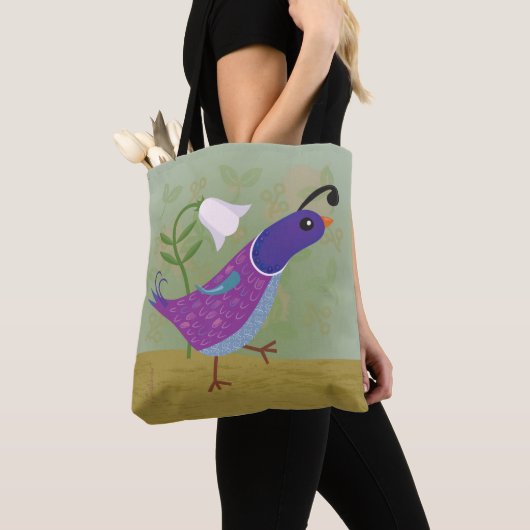 Paarse Dansende Quail met Lily Tote Bag (Dichtbij)