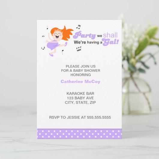 Paarse Dansende Redhead baby shower van moeder tot Kaart (Staand voorkant)