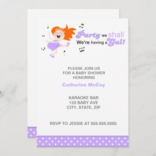 Paarse Dansende Redhead baby shower van moeder tot Kaart (Voorkant / Achterkant)