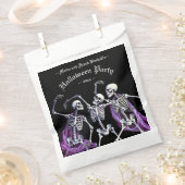 Paarse dansende skeletten Black Death Halloween Bedankzakje (Geknipt)