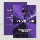 Paarse danseringsdanser bat Mitzvah uitnodiging (Voorkant / Achterkant)
