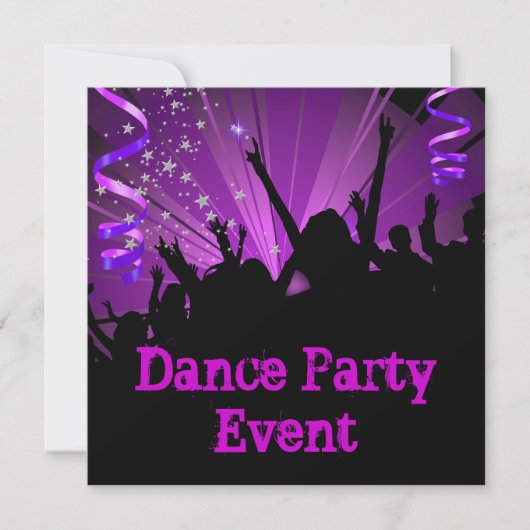 Paarse Dansfeest Evenementen Menigte Rave Kaart (Voorkant)