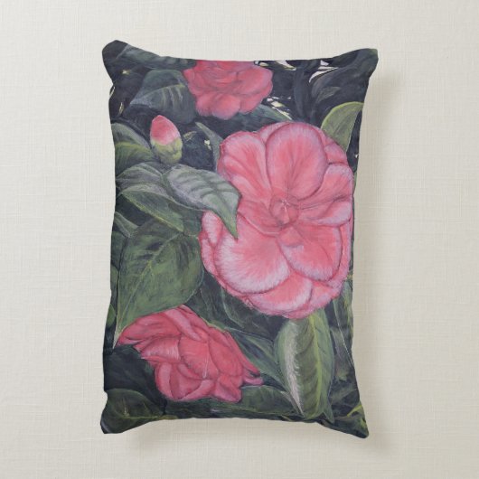 Paarse Dawn Camellia Kussen (Achterkant (Verticaal))