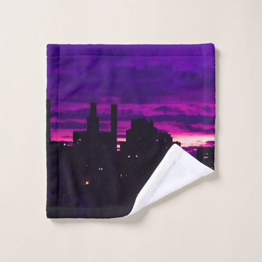 Paarse Dawn NYC Skyline Bad Handdoek (Wasdoekje)