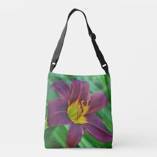 Paarse Daylily Crossbody Tas (Achterkant)