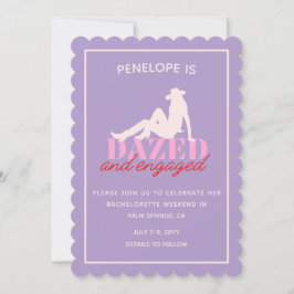 Paarse Dazed & Engaged Bachelorette Uitnodiging