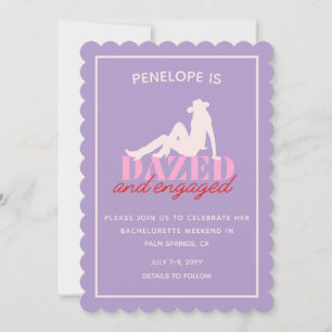 Paarse Dazed & Engaged Bachelorette Uitnodiging