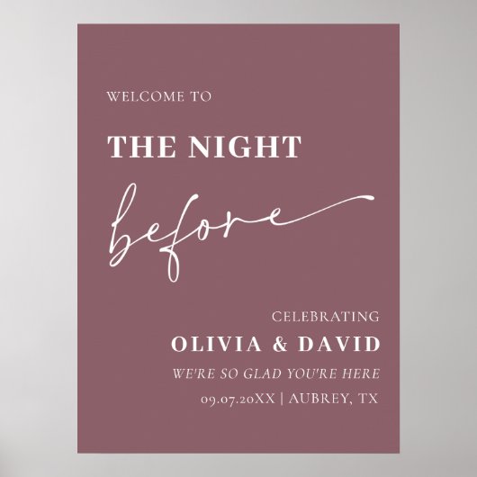 Paarse de avond voor repetitie diner Poster (Voorkant)