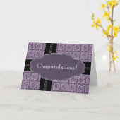 Paarse de gelukwenskaart van de damaststeek kaart (Gele Bloem)