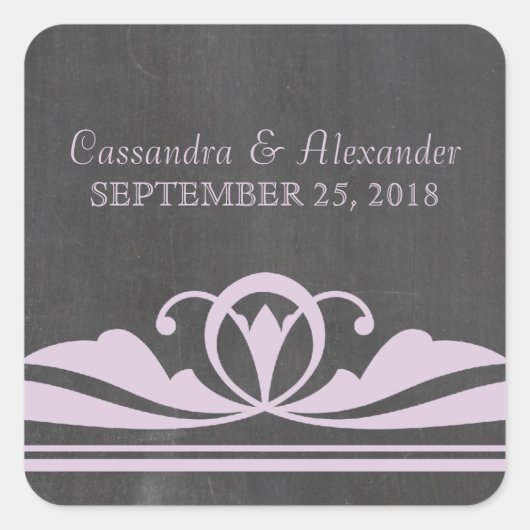 Paarse deco Chalkboard Wedding Stickers (Voorkant)