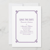 Paarse Deco Chic Save the Date Uitnodiging (Voorkant)