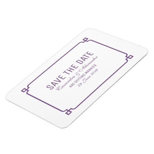 Paarse Deco Chic sparen de Datum Magneet (Linkerzijde)