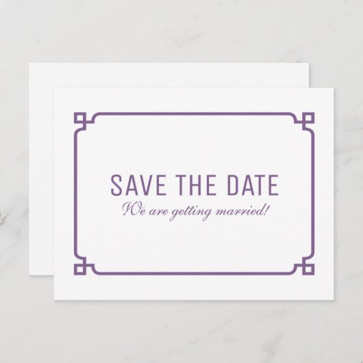 Paarse Deco Chic sparen het Briefkaart van de Datu (Voorkant / Achterkant)