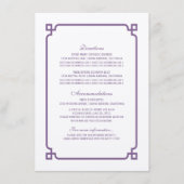 Paarse Deco Chic Wedding Info Kaart (Voorkant)