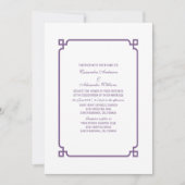 Paarse Deco Chic Wedding Invite Kaart (Voorkant)