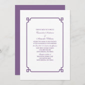 Paarse Deco Chic Wedding Invite Kaart (Voorkant / Achterkant)
