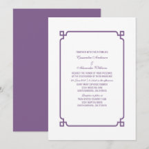 Paarse Deco Chic Wedding Invite