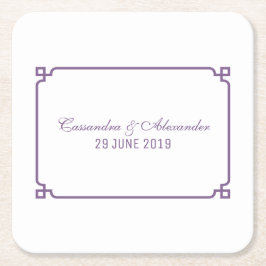 Paarse Deco Chic Wedding Kartonnen Onderzetters