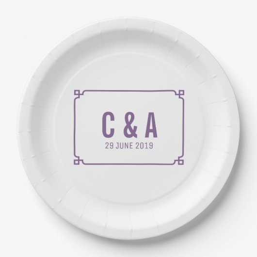 Paarse Deco Chic Wedding Papieren Bordje (Voorkant)