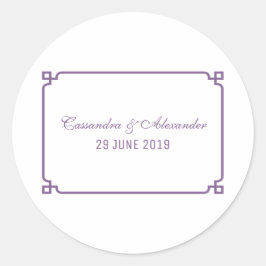 Paarse Deco Chic Wedding Ronde Sticker