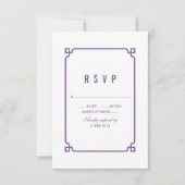 Paarse Deco Chic Wedding RSVP (Voorkant)
