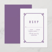 Paarse Deco Chic Wedding RSVP Kaartje (Voorkant / Achterkant)