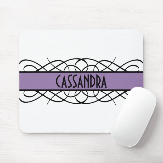 Paarse Deco Flourish Mousepad Muismat (Met muis)