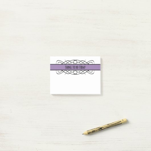 Paarse Deco Flourish Notes (Op bureau)