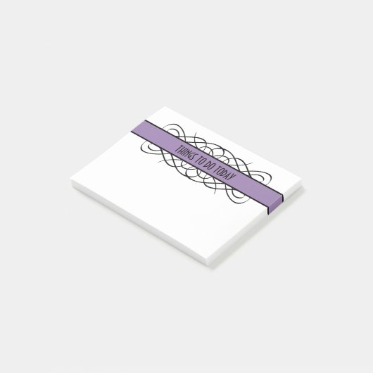 Paarse Deco Flourish Notes (Schuin)